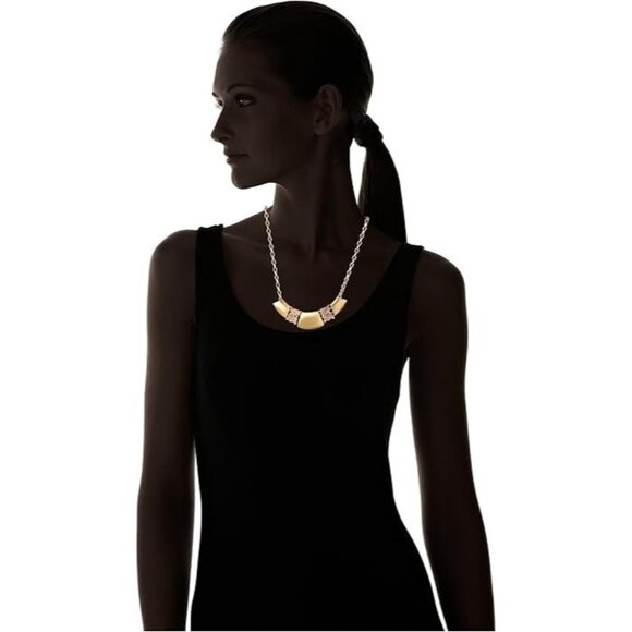 Kenneth Jay Lane Satin Gold-Tone Necklace with Quartz Accents – NEW - Picture 2 of 2